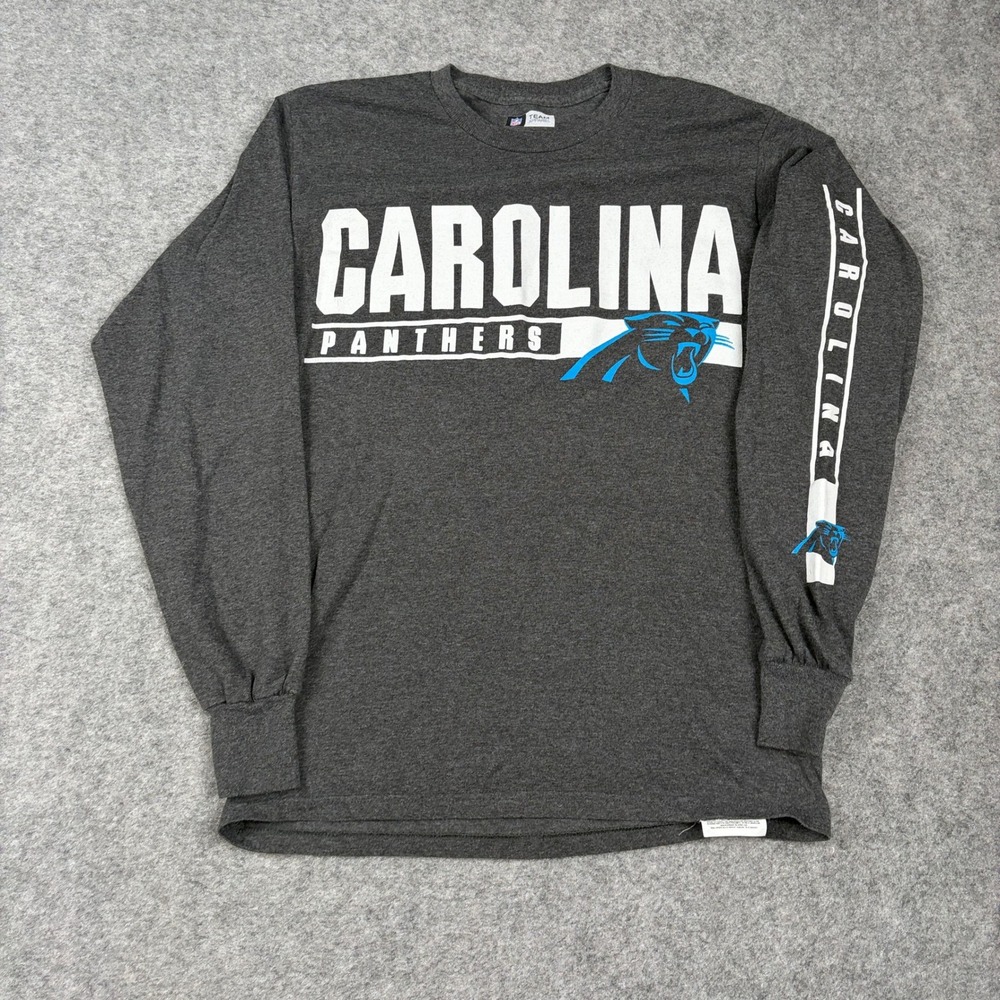 NFL Team Apparel Carolina Panthers Shirt Mens Small Gray Long Sleeve Graphic Tee